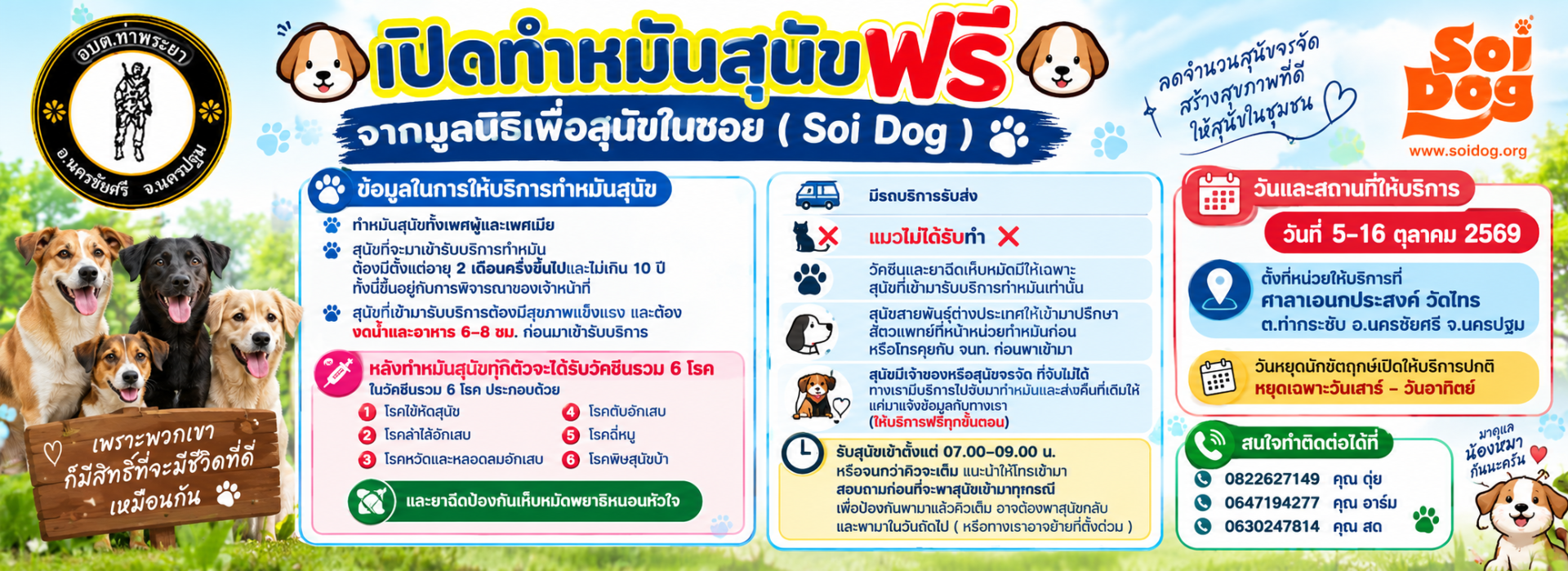 เปิดทำหมันสุนัขฟรีจากมูลนิธิเพื่อสุนัขในซอย ( Soi Dog )