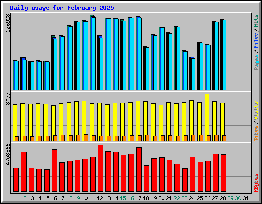 Daily usage for February 2025
